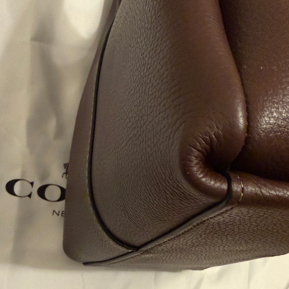 Coach Brown Pebbled Leather Top-Handle Shoulder Bag with Gold Accent - Picture 4 of 11
